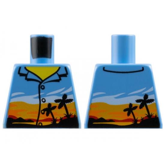 Torso Shirt with Bright Light Orange Sunset and Black Palm Trees Pattern