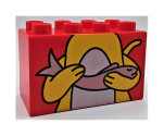 Duplo, Brick 2 x 4 x 2 with Cat Body Pattern, Torso With Fish Middle