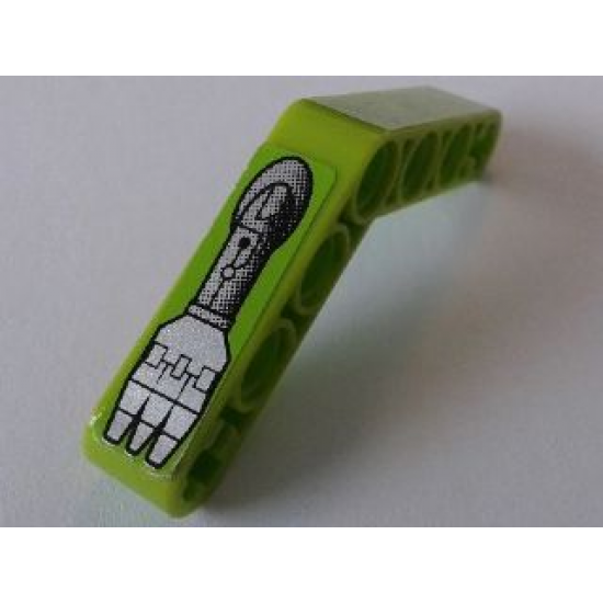 Technic, Liftarm 1 x 7 Bent (4 - 4) Thick with Robot Arm 3 Fingers Pattern Model Right Side (Sticker) - Set 8307