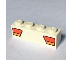Brick 1 x 4 with Car Taillights Red and Orange Pattern