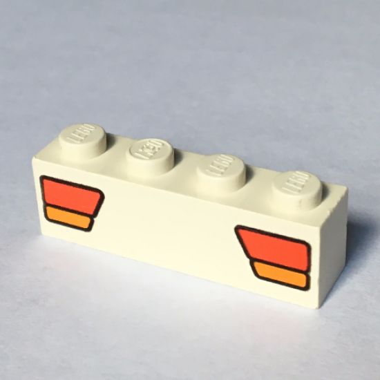 Brick 1 x 4 with Car Taillights Red and Orange Pattern