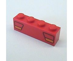 Brick 1 x 4 with Car Taillights Red and Orange Pattern