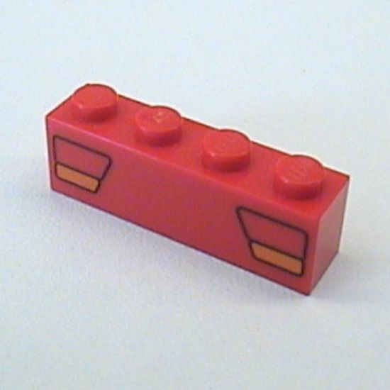 Brick 1 x 4 with Car Taillights Red and Orange Pattern