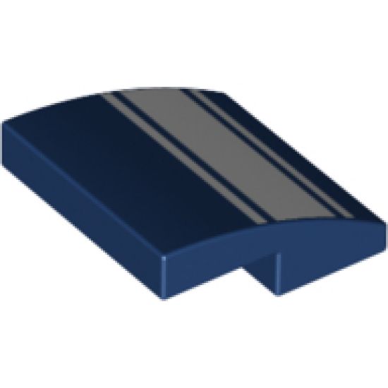 Slope, Curved 2 x 2 with Three White Stripes Pattern