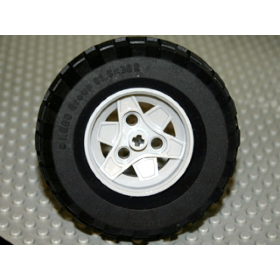 Wheel & Tire Assembly 43.2mm D. x 26mm Technic Racing Small, 3 Pin Holes with Black Tire 81.6 x 38 R Balloon (41896 / 45982)