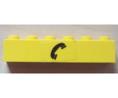 Brick 1 x 6 with Black Telephone Pattern (Sticker) - Set 4554