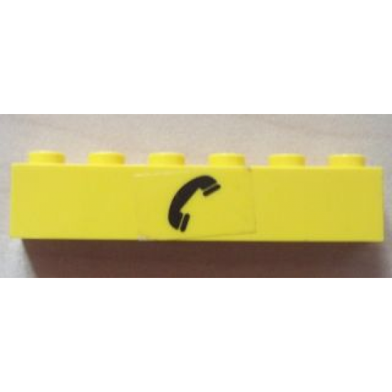 Brick 1 x 6 with Black Telephone Pattern (Sticker) - Set 4554