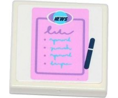 Tile 2 x 2 with 'NEWS' Notepad and Pen Pattern (Sticker) - Set 41056