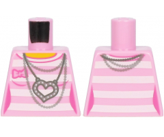 Torso Female Outline Shirt with White Stripes, Silver Chains and Heart Necklace Pattern