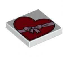 Tile 2 x 2 with Red Heart Present / Gift Box with Bright Pink Ribbon with Bow Pattern
