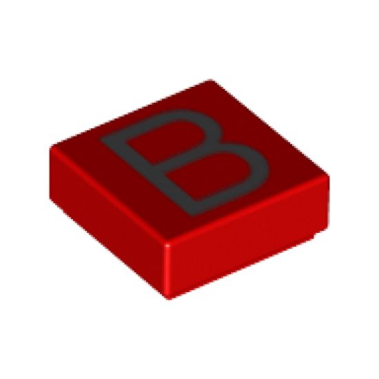 Tile 1 x 1 with Silver Capital Letter B Pattern