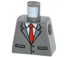 Torso Suit Jacket Buttoned with Red Tie Pattern