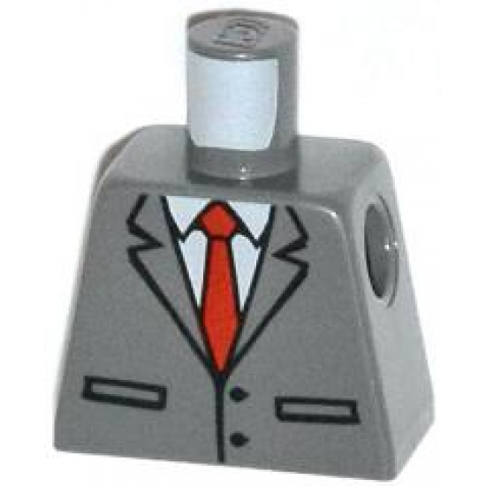 Torso Suit Jacket Buttoned with Red Tie Pattern