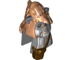 Minifigure, Head, Modified SW Ewok with Medium Nougat Skull Hat and Dark Brown Pouch Pattern