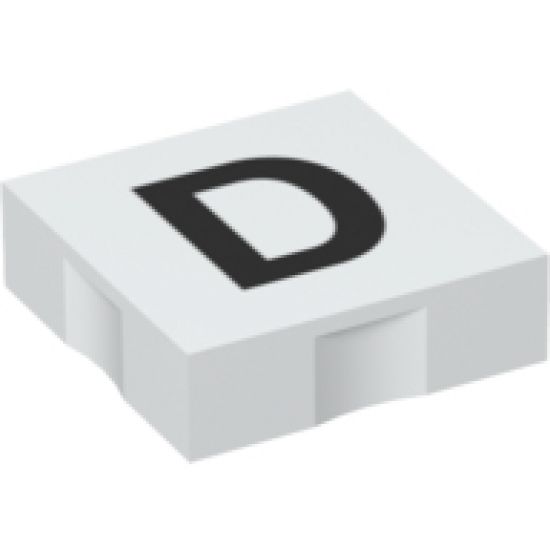 Duplo, Tile 2 x 2 with Black Capital Letter D Pattern
