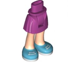 Mini Doll, Legs with Hips and Skirt, White Stripes, Light Nougat Legs and Medium Azure Shoes Pattern