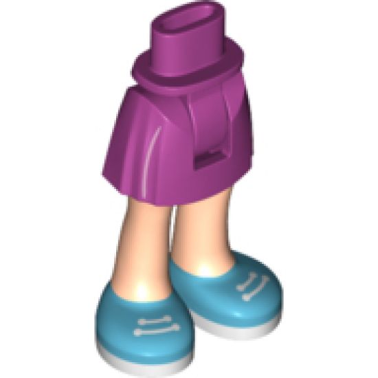 Mini Doll, Legs with Hips and Skirt, White Stripes, Light Nougat Legs and Medium Azure Shoes Pattern
