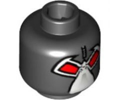 Minifigure, Head Alien with Wrestler Mask with Large Red Eyes, Green Hoses on Back Pattern (Bane) - Blocked Open Stud