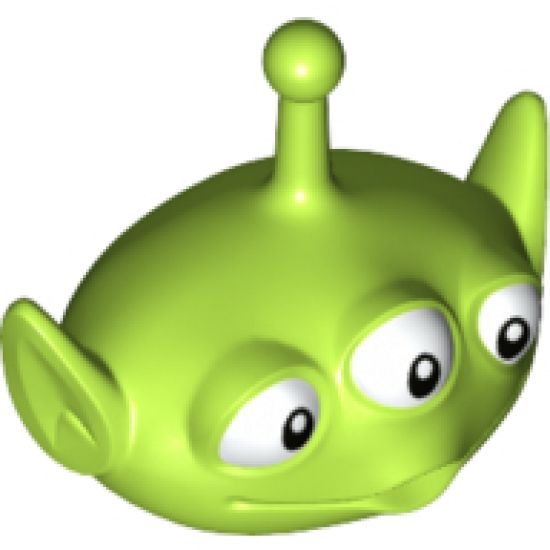Minifigure, Head, Modified Alien with Antenna and Three Eyes, White Glints in Black Pupils Pattern
