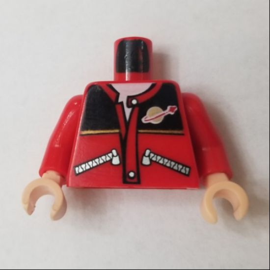Torso Jacket with Zippers, Black Top, Classic Space Logo, White Undershirt Pattern / Red Arms / Light Nougat Hands