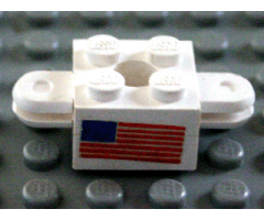 Arm Holder Brick 2 x 2 with Hole and 2 Arms with American Flag Pattern (Sticker) - Sets 367-1 / 565-1
