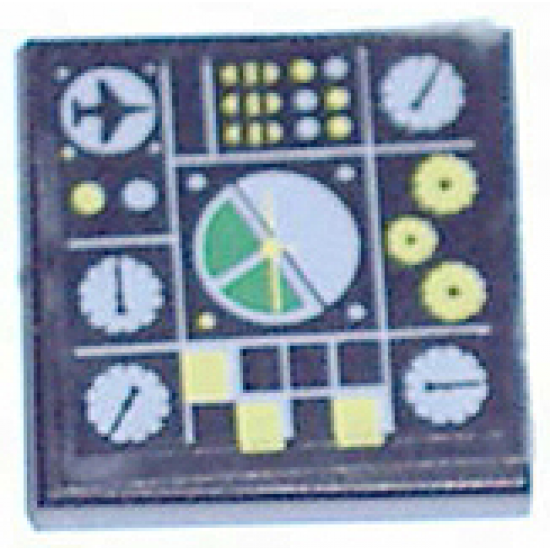 Tile 2 x 2 with Avionics Green and Light Gray Pattern 2 (Sticker) - Set 8856
