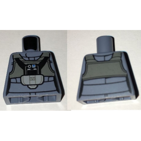 Torso SW Rebel A-wing Pilot with Dark Gray Vest and Black Front Panel with Breathing Apparatus Pattern