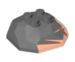 Rock Boulder, Top with Marbled Trans-Neon Orange Pattern