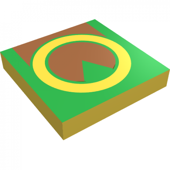 Tile 2 x 2 with Green and Brown Pattern
