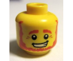 Minifigure, Head Beard Brown, Bushy Eyebrows, White Pupils and Pensive Smile with Teeth Pattern - Blocked Open Stud
