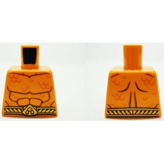 Torso Bare Chest with Muscles Outline, Scales and Belt on Front and Back Pattern
