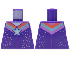 Torso Metallic Blue Star and Sparkles with Stripes Pattern