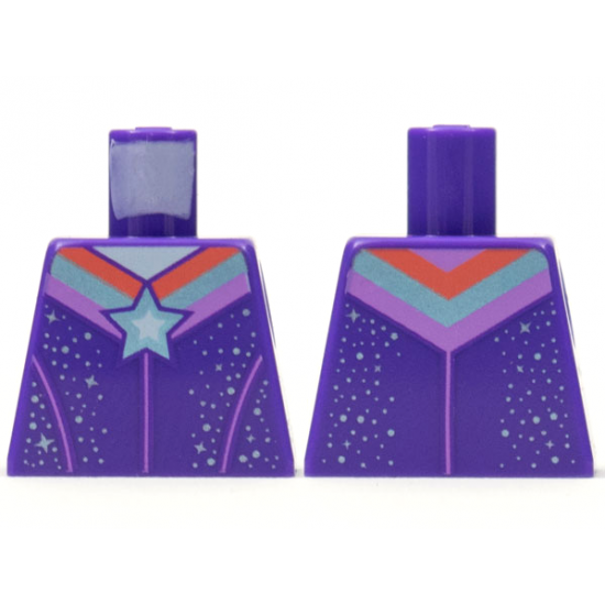 Torso Metallic Blue Star and Sparkles with Stripes Pattern
