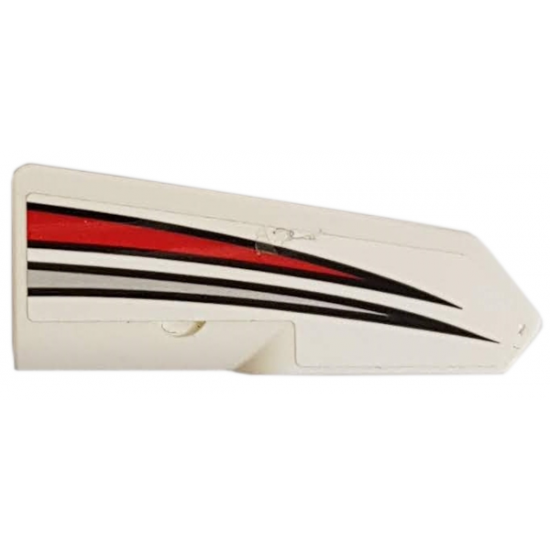 Technic, Panel Fairing #22 Very Small Smooth, Side A with Red and Silver Tapered Stripes Pattern (Sticker) - Set 42057