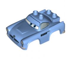 Duplo, Vehicle Car Body 2 Top Studs and 2 Rear Studs with Cars Finn McMissile Pattern