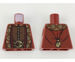 Torso Ornate Robe with Long Scarves, Gold, Reddish Brown and Dark Brown Details Pattern