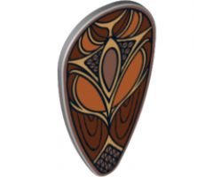 Minifigure, Shield Ovoid with Dark Orange, Dark Brown and Gold Pattern