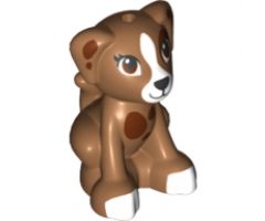 Dog, Friends, Puppy, Sitting with Reddish Brown Eyes and Spots, Black Nose and White Blaze, Muzzle and Paws Pattern (Lara)