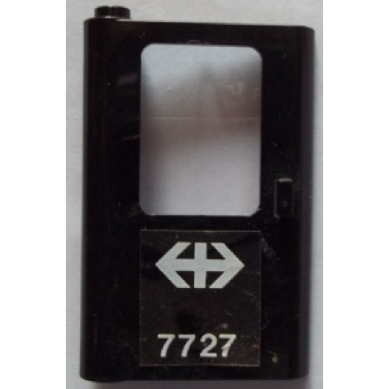 Door 1 x 4 x 5 Train Left with White Double Arrow (Swiss Federal Railways) and '7727' Pattern (Sticker) - Set 7727