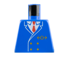 Torso Train Suit, Red Tie, Gold Buttons and Logo Pattern