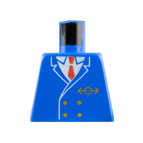 Torso Train Suit, Red Tie, Gold Buttons and Logo Pattern