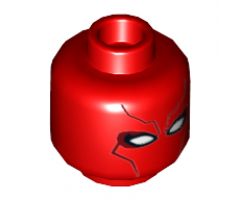 Minifigure, Head Mask with Dark Red Contour Lines and White Eye Holes Pattern (Red Hood) - Hollow Stud