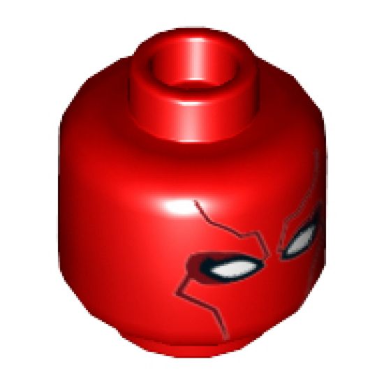 Minifigure, Head Mask with Dark Red Contour Lines and White Eye Holes Pattern (Red Hood) - Hollow Stud