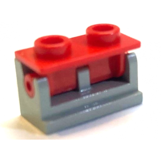 Hinge Brick 1 x 2 Base with Red Hinge Brick 1 x 2 Top Plate (3937 / 3938)