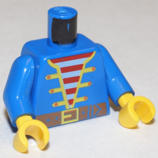 Torso Pirate Open Jacket over Striped Vest and Belt Pattern, Inside with Ribs (Reissue) / Blue Arms / Yellow Hands
