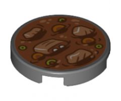 Tile, Round 2 x 2 with Bottom Stud Holder with Chinese New Year's Soup Pattern