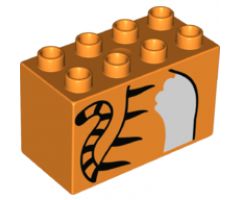 Duplo, Brick 2 x 4 x 2 with Tiger Body and Tail Pattern