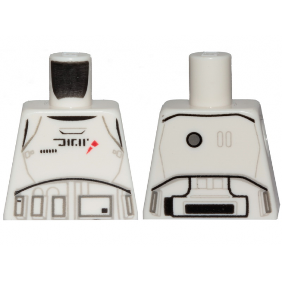 Torso SW Armor Treadspeeder Driver with Black Alien Characters and Red Markings Pattern