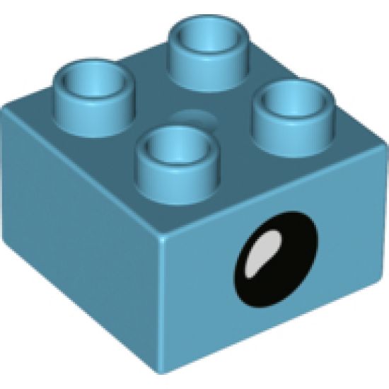 Duplo, Brick 2 x 2 with Eye Open / Closed Pattern on Both Sides