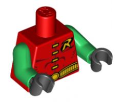 Torso Batman 'R' Symbol, 4 Yellow Clasps and Belt Pattern / Green Arms / Black Hands